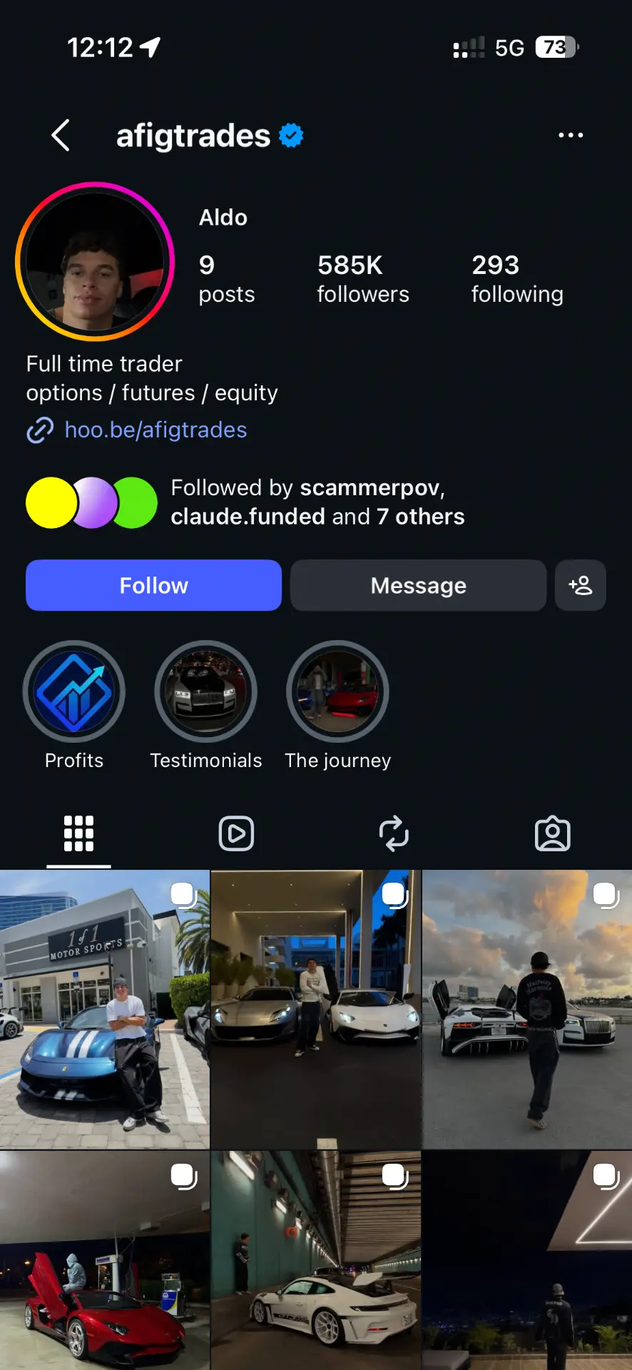 Instagram account selling courses