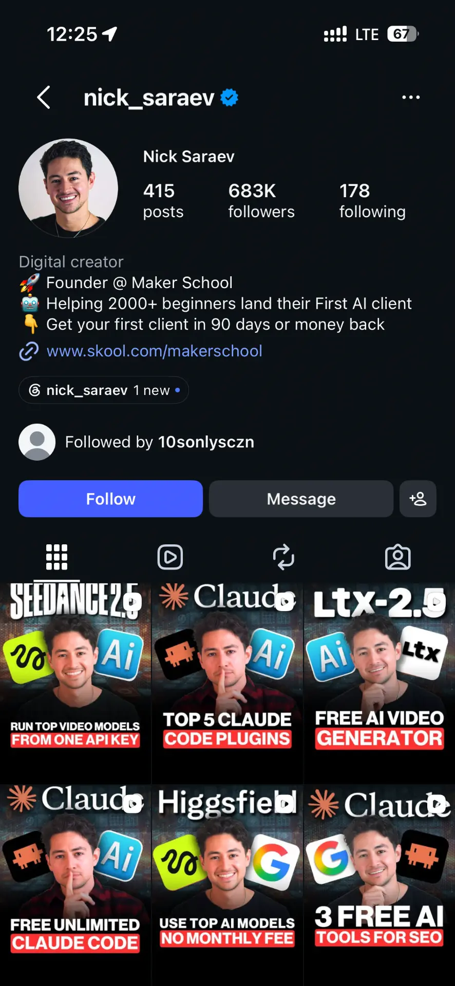 Instagram account selling courses